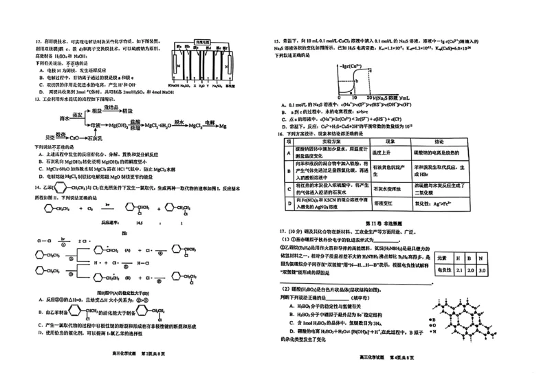 高三年级化学学科_2024年2月_01每日更新_28号_2024届浙江省名校协作体高三下学期开学联考_浙江省名校协作体2024届高三下学期开学联考化学