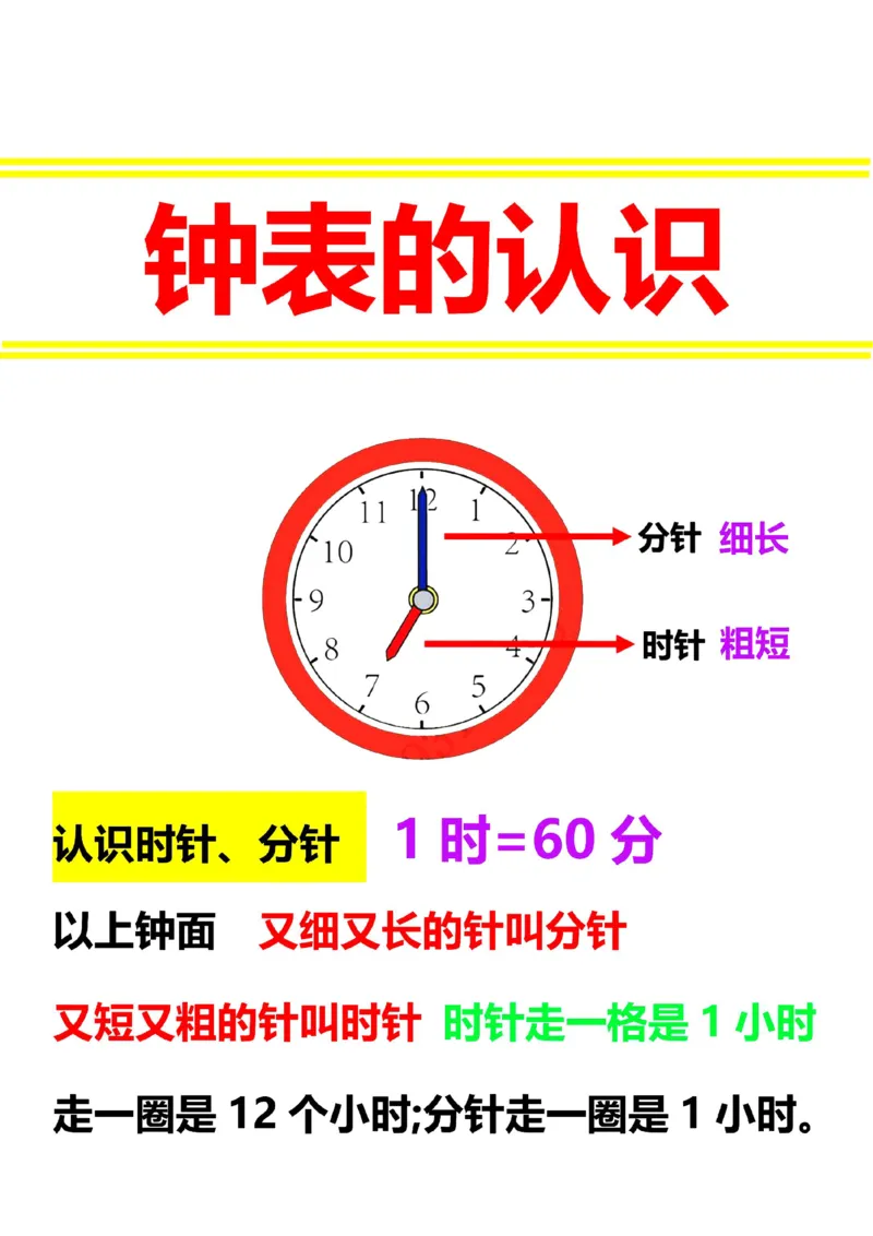 小学数学一年级上册-钟表图及知识(2)_小学1-6年级全部试卷_数学_一年级_3-6-3、小学一年级数学上册_3-6-3-2、练习题、作业、试题、试卷_通用