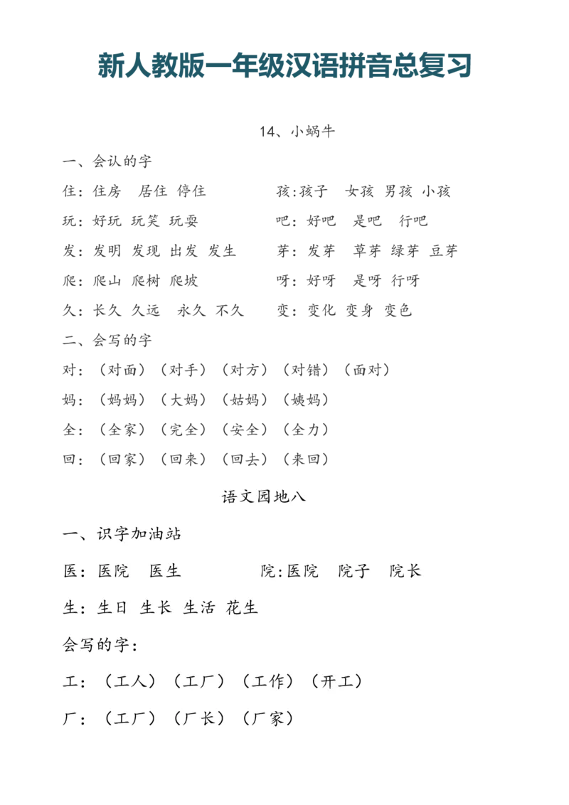 新人教版一年级上册汉语拼音总复习_小学1-6年级全部试卷_语文_一年级_3-6-1、小学一年级语文上册_3-6-1-1、复习、知识点、归纳汇总_人教版