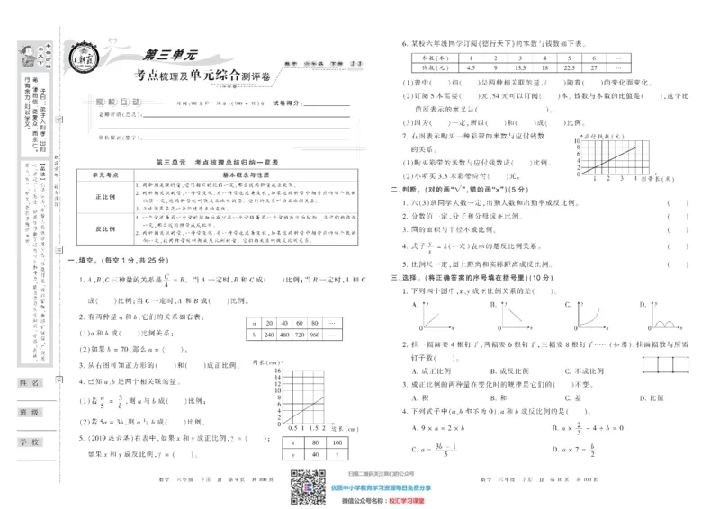 王朝霞考点实时梳理卷冀教版数学6下册期中期末真题_水印_小学1-6年级全部试卷_数学_六年级_3-11-4、小学六年级数学下册_3-11-4-2、练习题、作业、试题、试卷_冀教版