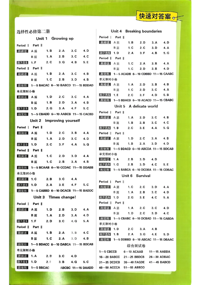 2026高二上必刷题答案_2026版高中必刷题_英语_2026版高中必刷题英语《外研》_2026版高中必刷题选修一二合订版外研_WY高二上英语必刷题（选一、二合订本）