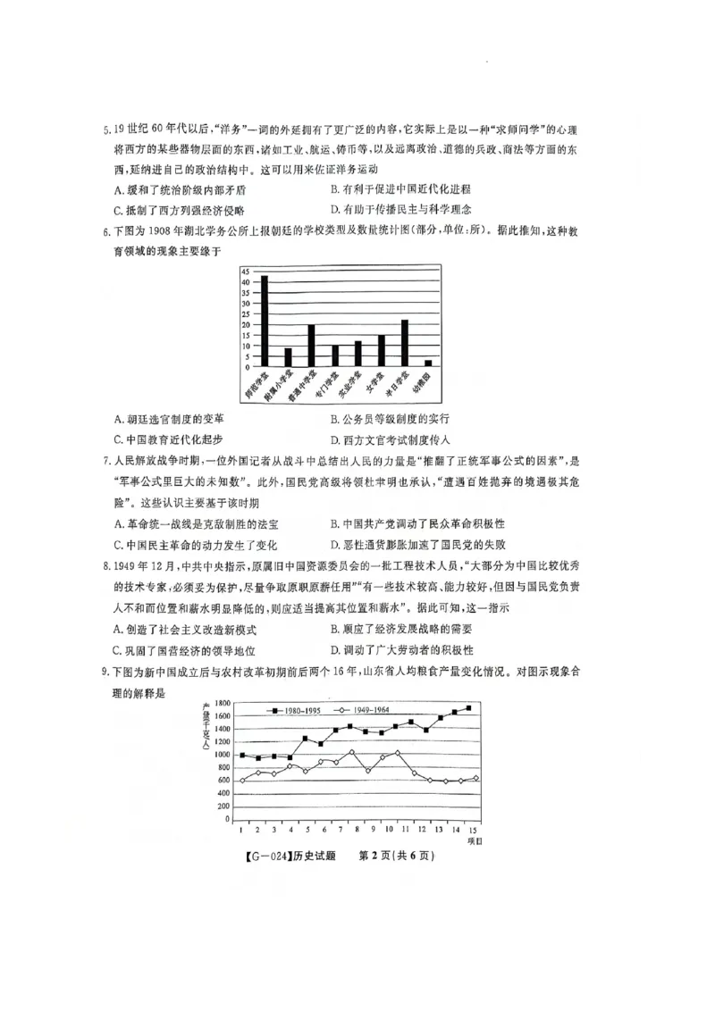 高三联考最后一卷历史_2024年5月_01按日期_21号_2024届安徽皖江名校联盟高三5月最后一卷G-024_皖江名校联盟2024高三5月最后一卷历史试题_2024.5.17高考最后一卷历史