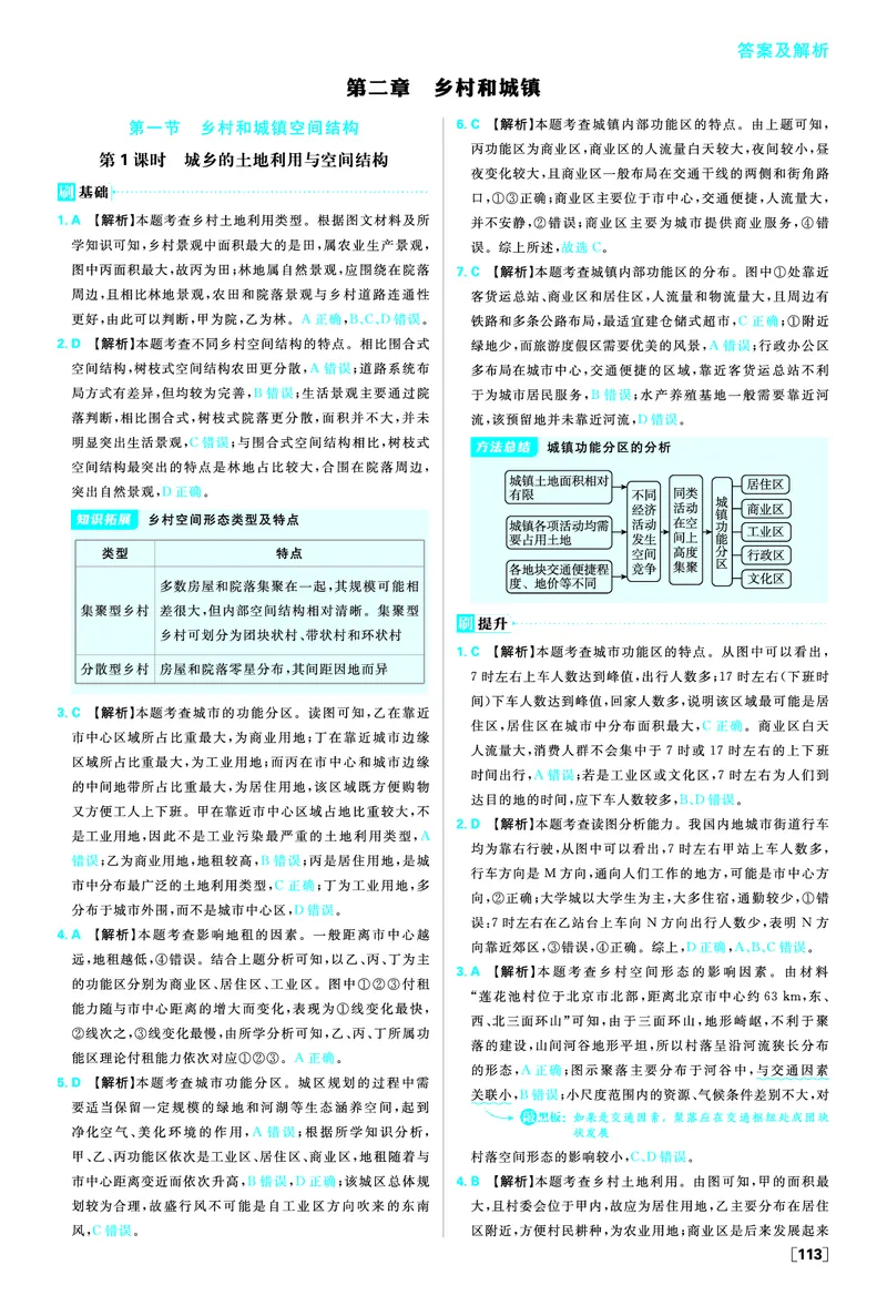 第二章乡村和城镇_地理_2026版高中必刷题地理《人教》_2026春高中必刷题地理必修2RJ_答案地理必修2