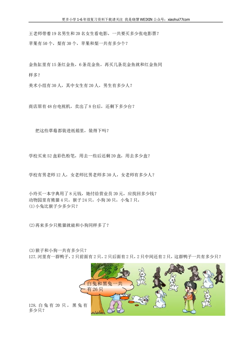 小学一年级上册-应用题练习200题(集中精华)_小学1-6年级全部试卷_数学_一年级_3-6-3、小学一年级数学上册_3-6-3-2、练习题、作业、试题、试卷_通用