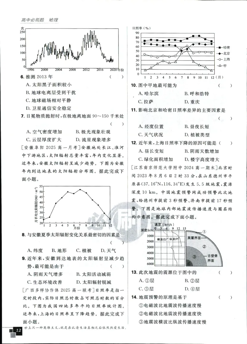 主书_地理_2026版高中必刷题地理《人教》_2026版高中必刷题地理必修1RJ