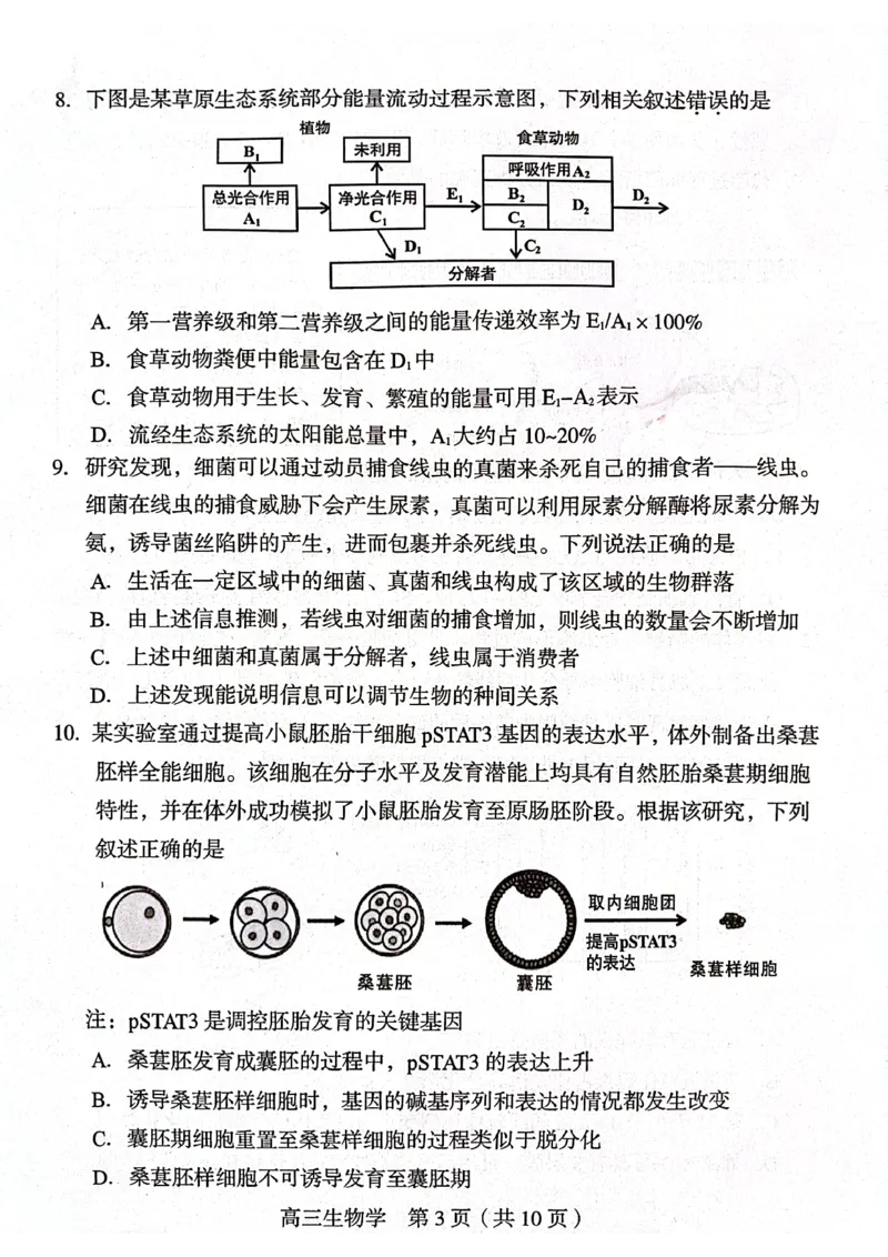 龙岩市2024届高三3月份一级校联考生物试卷_2024年3月_013月合集_2024届福建省龙岩市高三下学期3月质检_龙岩市2024届3月一级校联考生物