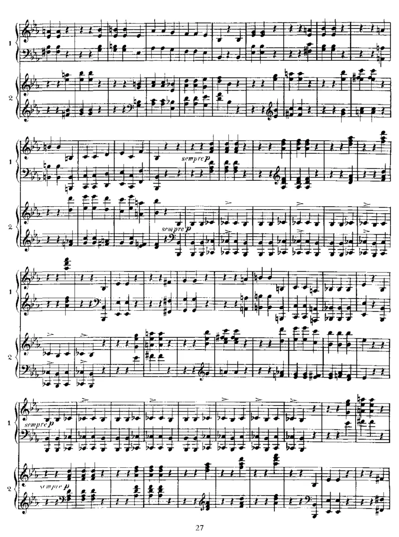 四手联弹贝多芬主题变奏曲VariationsonaThemebyBeethoven,Op35(2Piano)_一万首著名钢琴曲谱哈农贝多芬合集视频教学电子版高清无水印可打印_1古典钢琴知名音乐家谱_圣桑钢琴谱全集