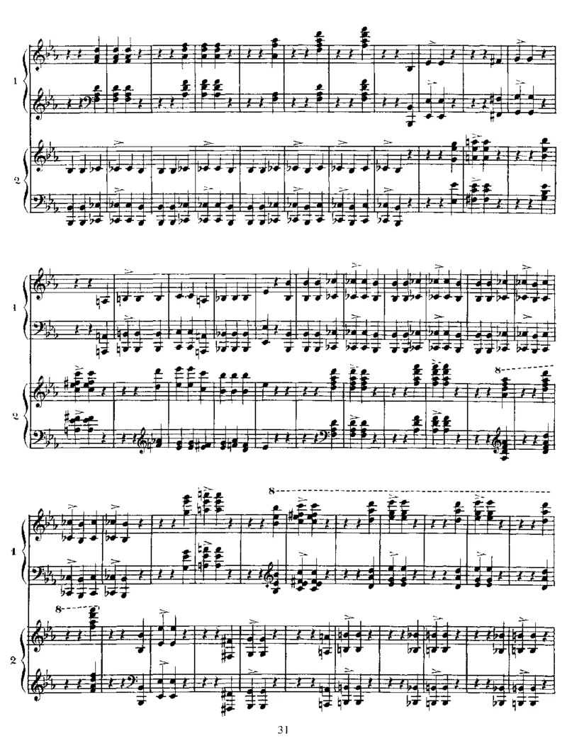 四手联弹贝多芬主题变奏曲VariationsonaThemebyBeethoven,Op35(2Piano)_一万首著名钢琴曲谱哈农贝多芬合集视频教学电子版高清无水印可打印_1古典钢琴知名音乐家谱_圣桑钢琴谱全集