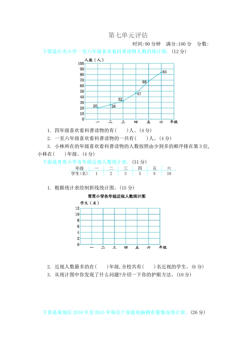 第七单元测试卷B_小学1-6年级全部试卷_数学_五年级_3-10-4、小学五年级数学下册_3-10-4-2、练习题、作业、试题、试卷_冀教版_单元测试卷
