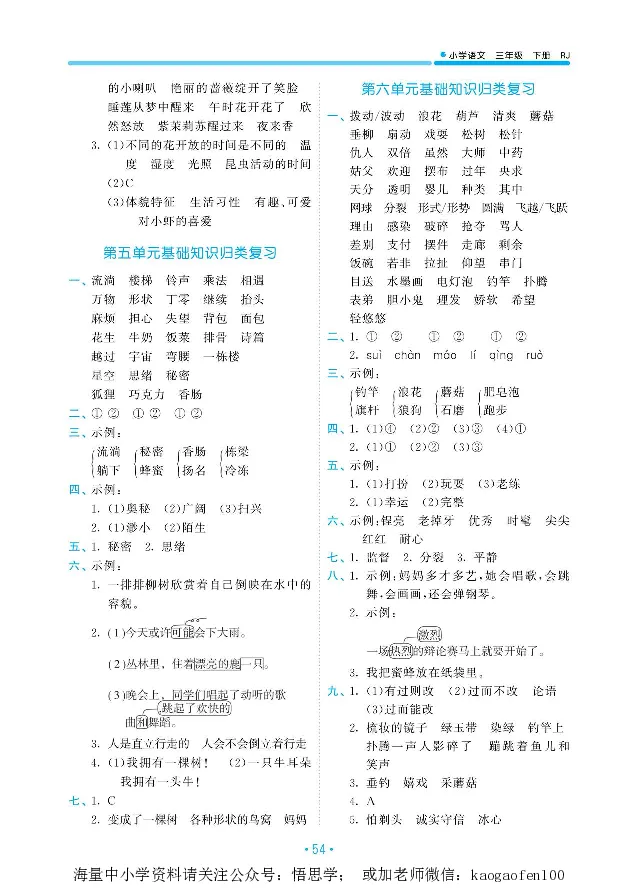 小学三年级下册-部编版语文53期末单元归类综合复习_小学1-6年级全部试卷_语文_三年级_3-8-2、小学三年级语文下册_3-8-2-1、学习资料、复习、知识点、归纳汇总_部编版
