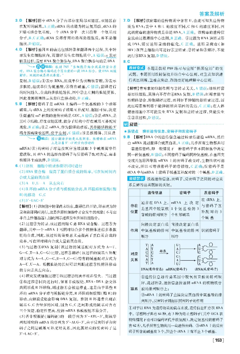 第4章基因的表达(1)_生物_2026版高中必刷题生物人教版_2026春高中必刷题生物必修2RJ_2026版高中《必刷题》教材同步版（生物）（必修2）