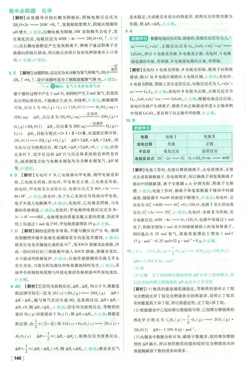 答案_化学_2026版高中必刷题化学《鲁科》_高中必刷题化学选修1LK