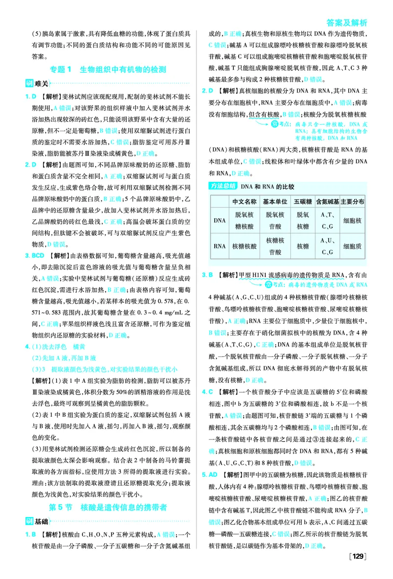第2章组成细胞的分子_生物_2026版高中必刷题生物人教版_2026版高中必刷题生物必修1RJ_2025秋高中必刷题生物学必修1分子与细胞RJ不定项选择题模式_图书答案
