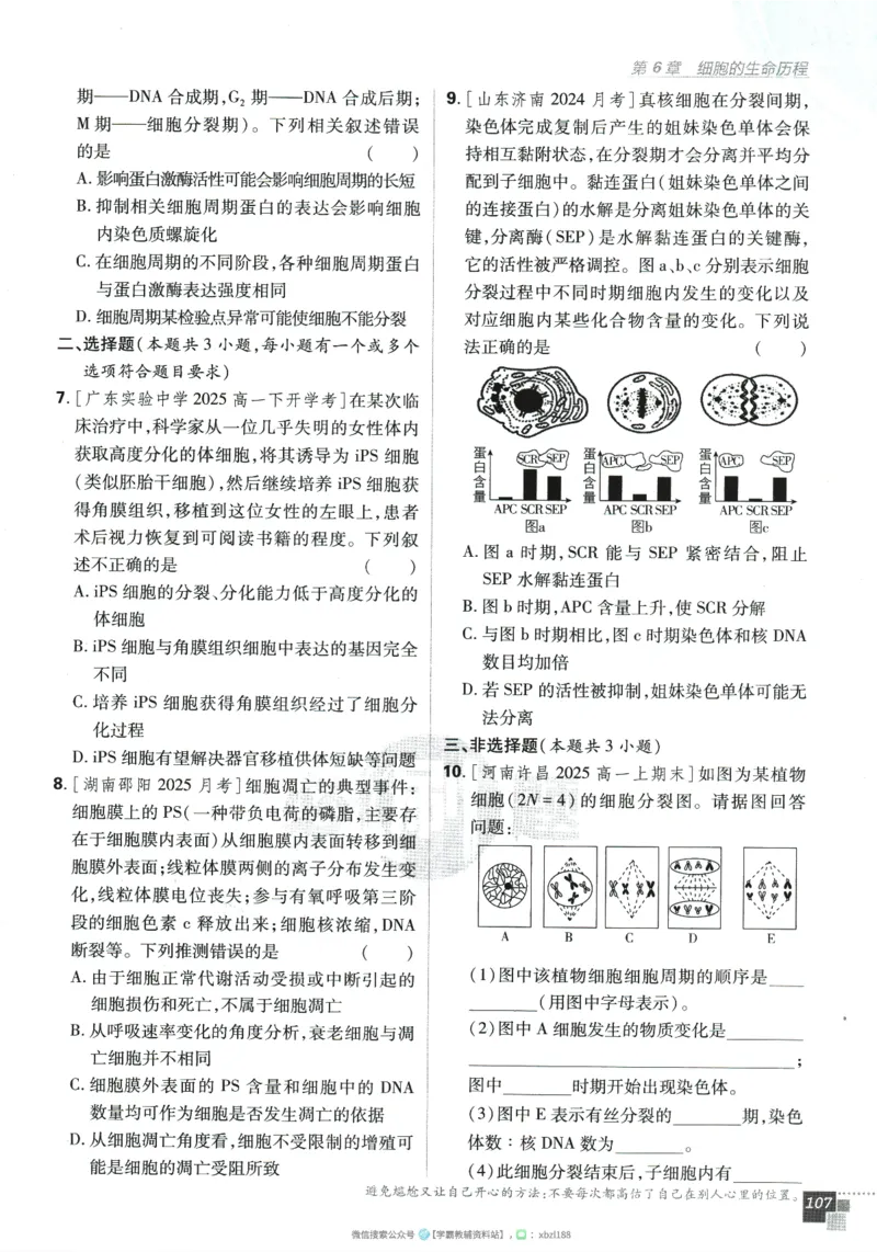 2026版《高中必刷题》生物RJ必修1_生物_2026版高中必刷题生物人教版_2026版高中必刷题生物必修1RJ