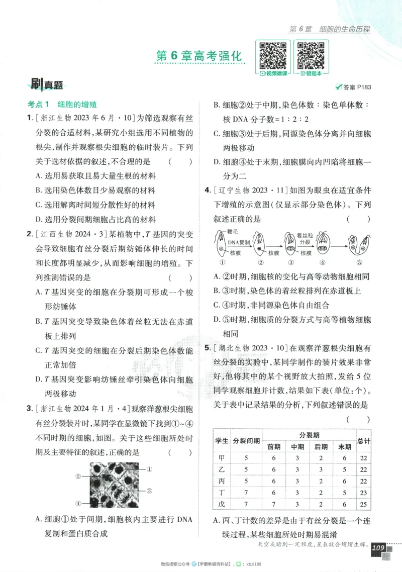 2026版《高中必刷题》生物RJ必修1_生物_2026版高中必刷题生物人教版_2026版高中必刷题生物必修1RJ