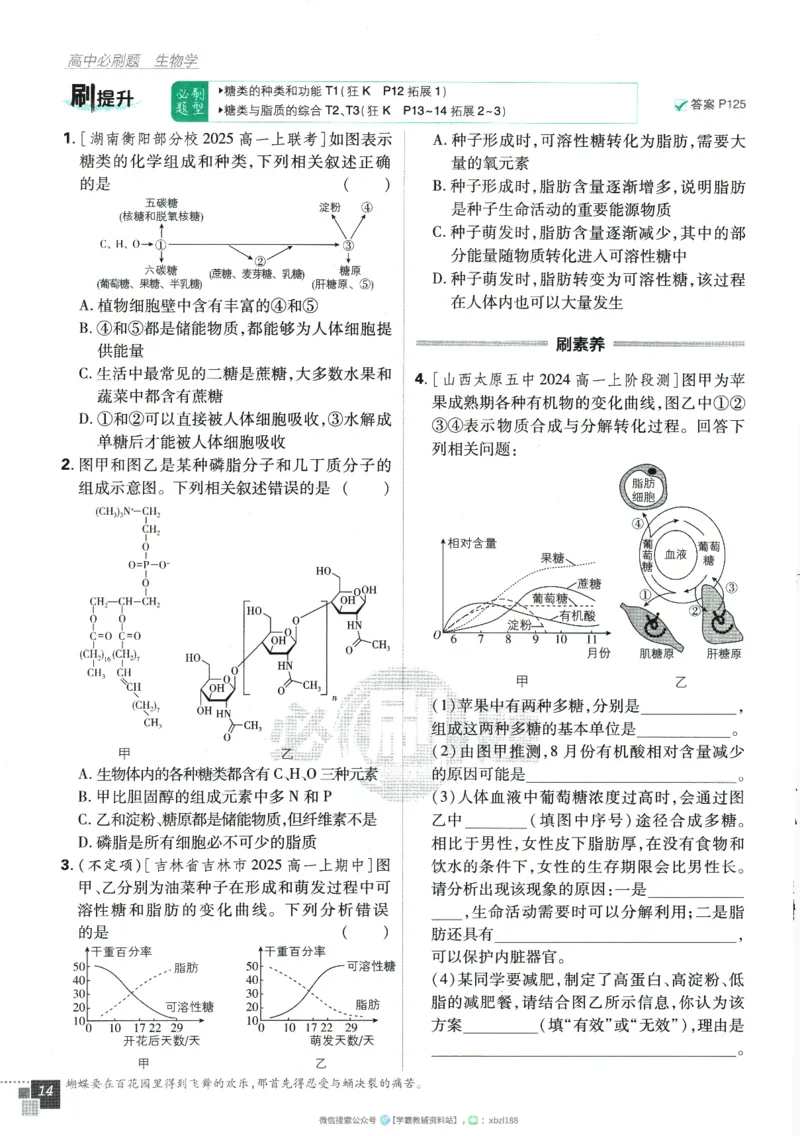 2026版《高中必刷题》生物RJ必修1_生物_2026版高中必刷题生物人教版_2026版高中必刷题生物必修1RJ