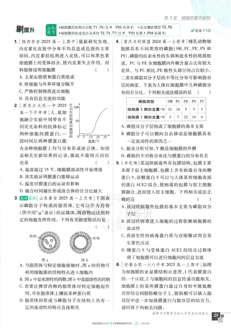 2026版《高中必刷题》生物RJ必修1_生物_2026版高中必刷题生物人教版_2026版高中必刷题生物必修1RJ