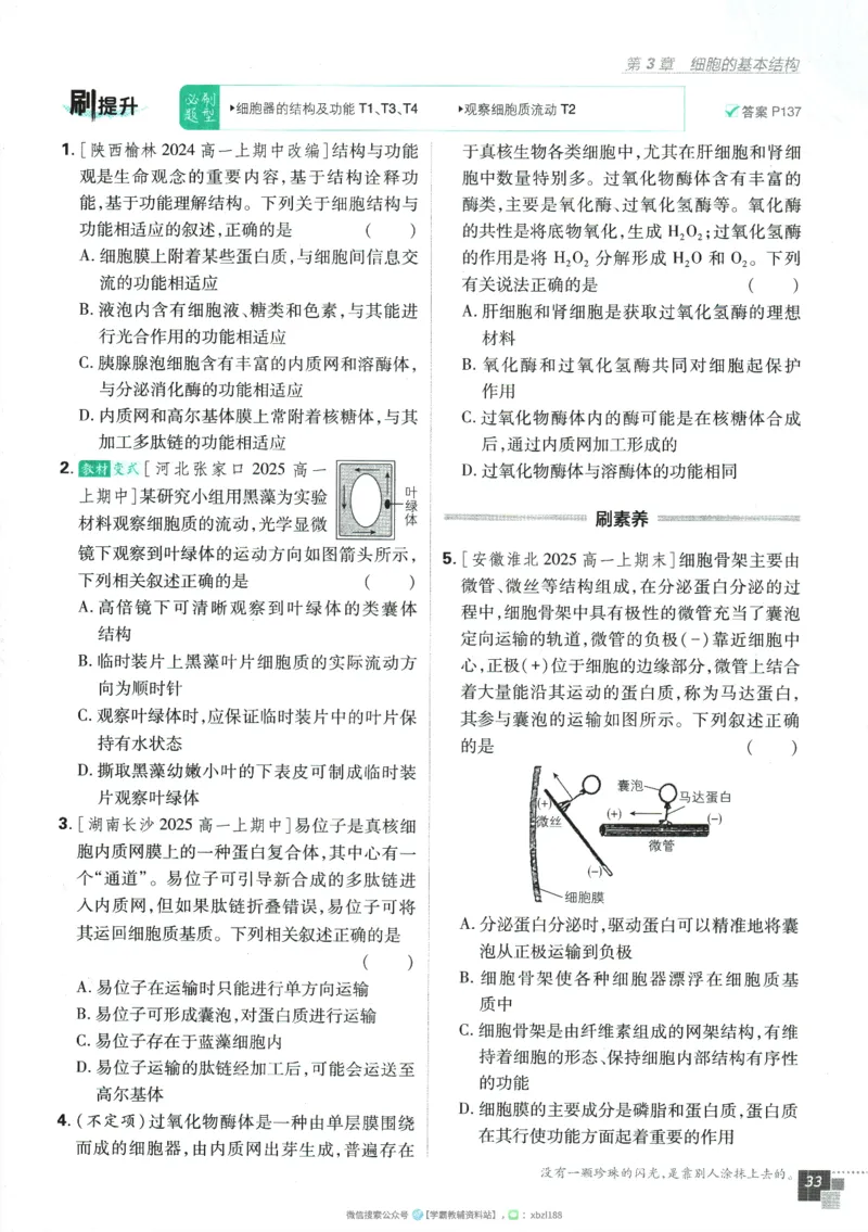 2026版《高中必刷题》生物RJ必修1_生物_2026版高中必刷题生物人教版_2026版高中必刷题生物必修1RJ