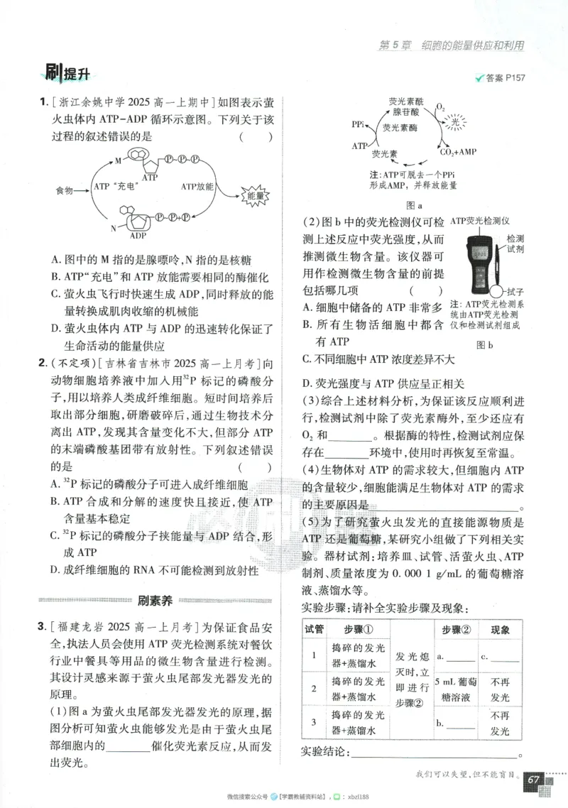 2026版《高中必刷题》生物RJ必修1_生物_2026版高中必刷题生物人教版_2026版高中必刷题生物必修1RJ