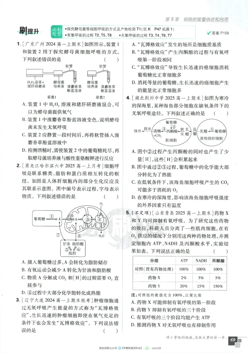 2026版《高中必刷题》生物RJ必修1_生物_2026版高中必刷题生物人教版_2026版高中必刷题生物必修1RJ