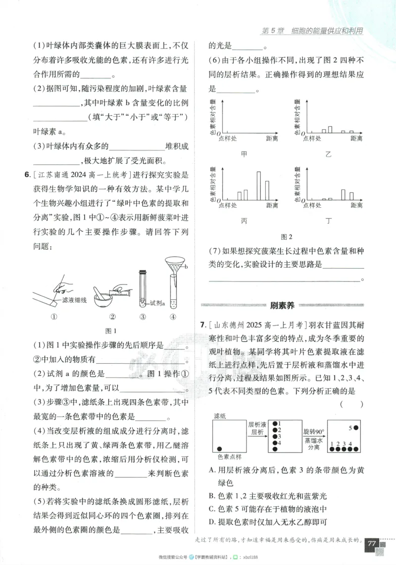 2026版《高中必刷题》生物RJ必修1_生物_2026版高中必刷题生物人教版_2026版高中必刷题生物必修1RJ