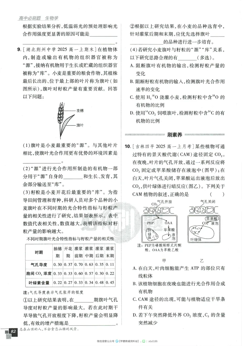 2026版《高中必刷题》生物RJ必修1_生物_2026版高中必刷题生物人教版_2026版高中必刷题生物必修1RJ