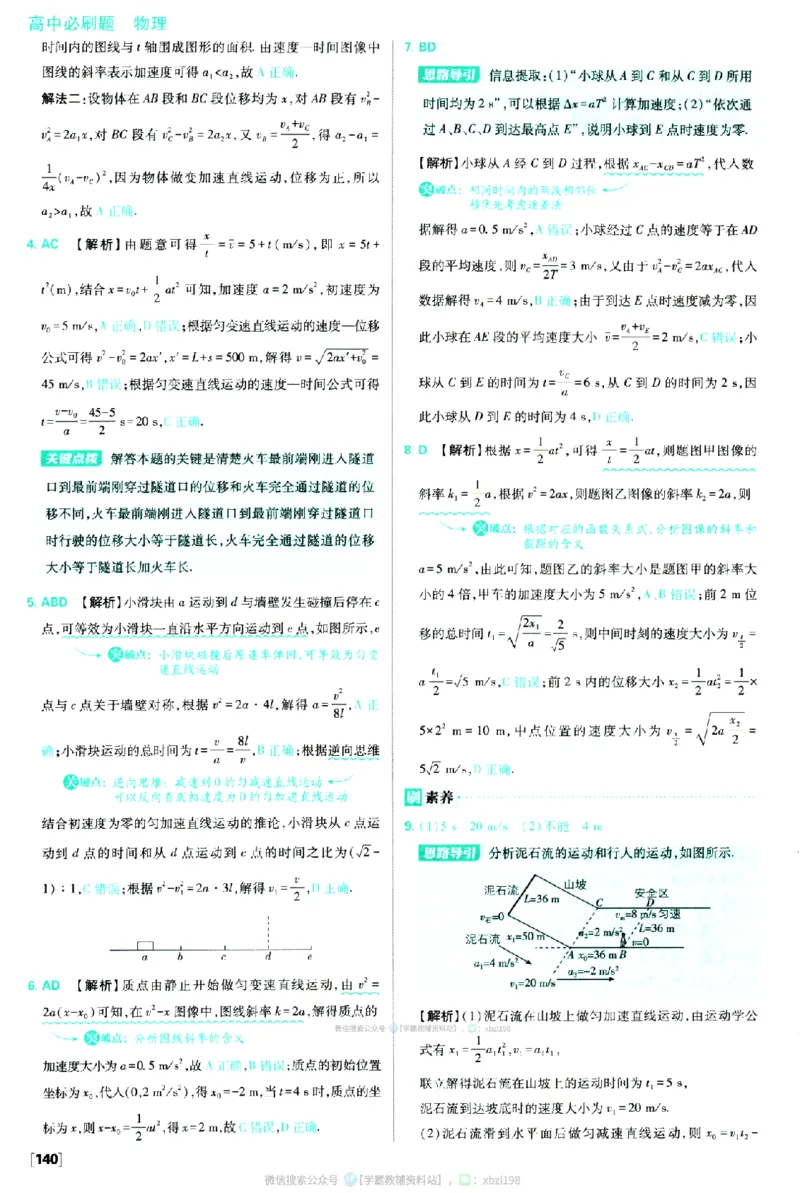 2026版《高中必刷题》物理RJ必修1答案及解析_2026版高中必刷题_物理_2026版高中必刷题物理人教版_2026版高中必刷题物理必修一人教版