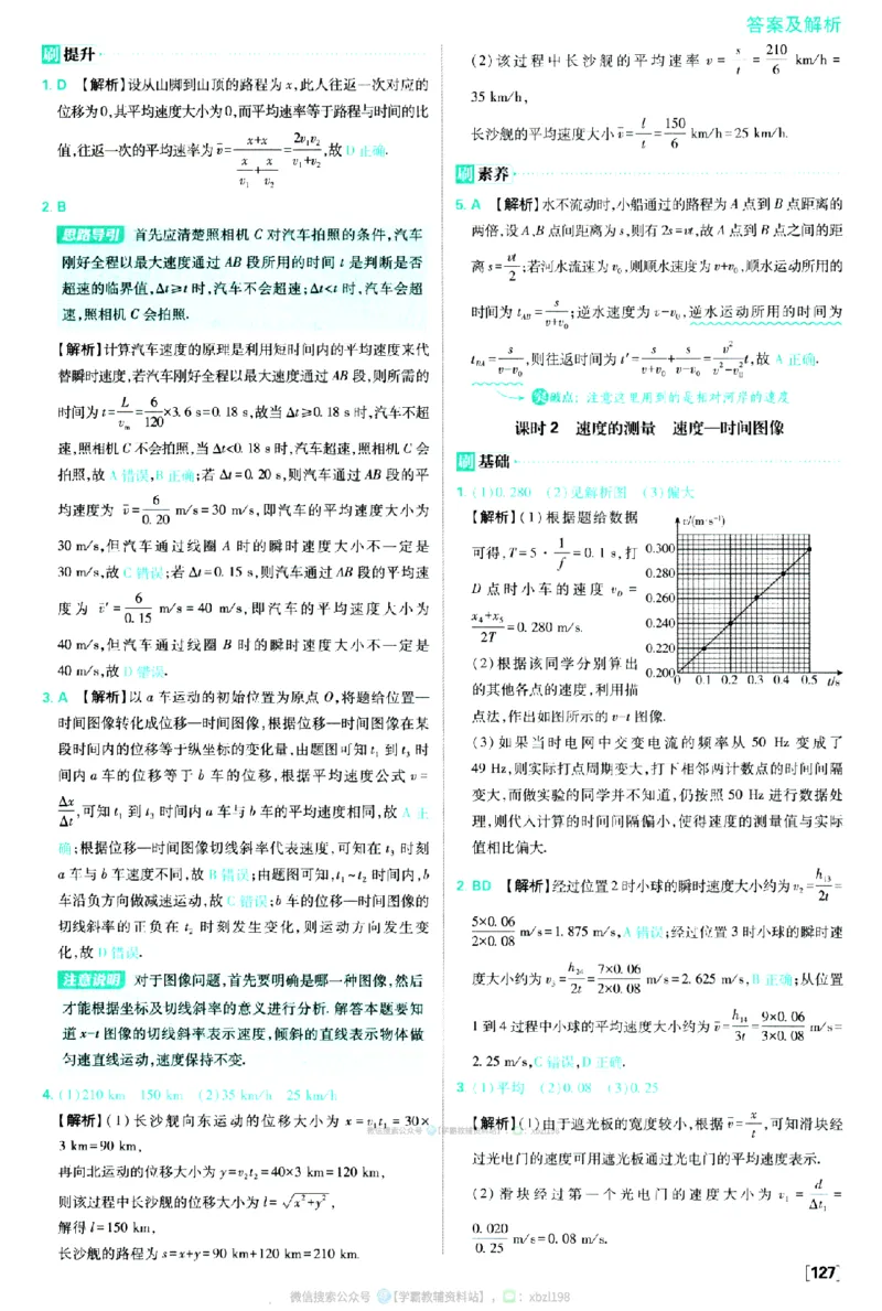 2026版《高中必刷题》物理RJ必修1答案及解析_2026版高中必刷题_物理_2026版高中必刷题物理人教版_2026版高中必刷题物理必修一人教版