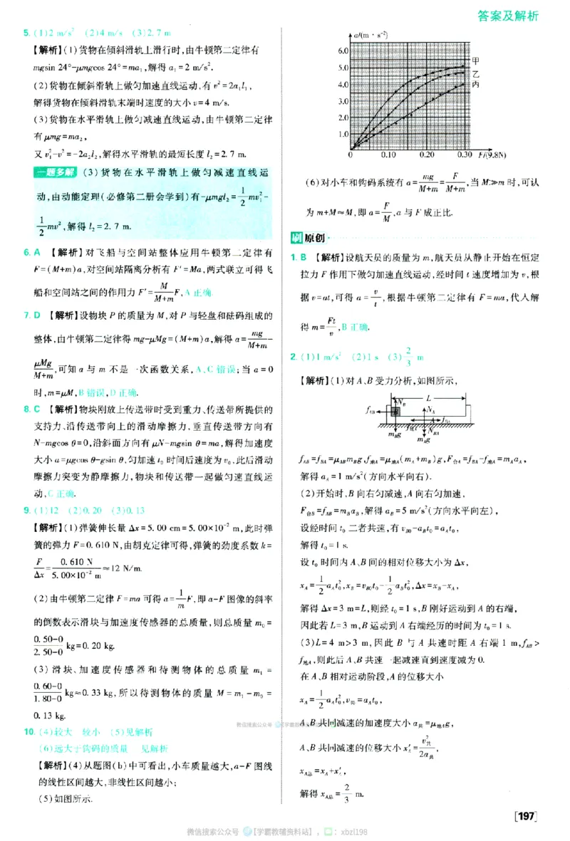 2026版《高中必刷题》物理RJ必修1答案及解析_2026版高中必刷题_物理_2026版高中必刷题物理人教版_2026版高中必刷题物理必修一人教版