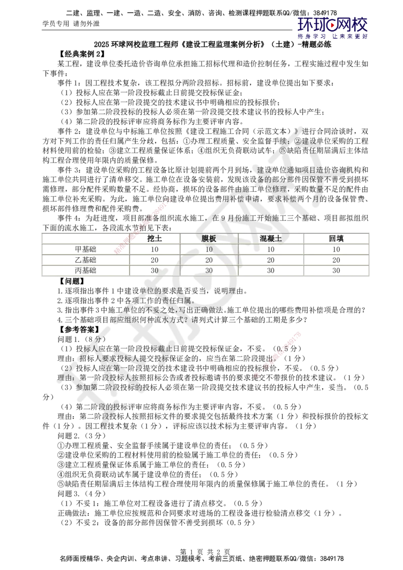 第7讲精题必练（七）_监理工程师_2025监理工程师_2025年监理工程师SVIP_2025年监理土建案例SVIP_03-习题精析✿实战特训✿模考通关_09-案例《精题必练班》王双增HQ推荐