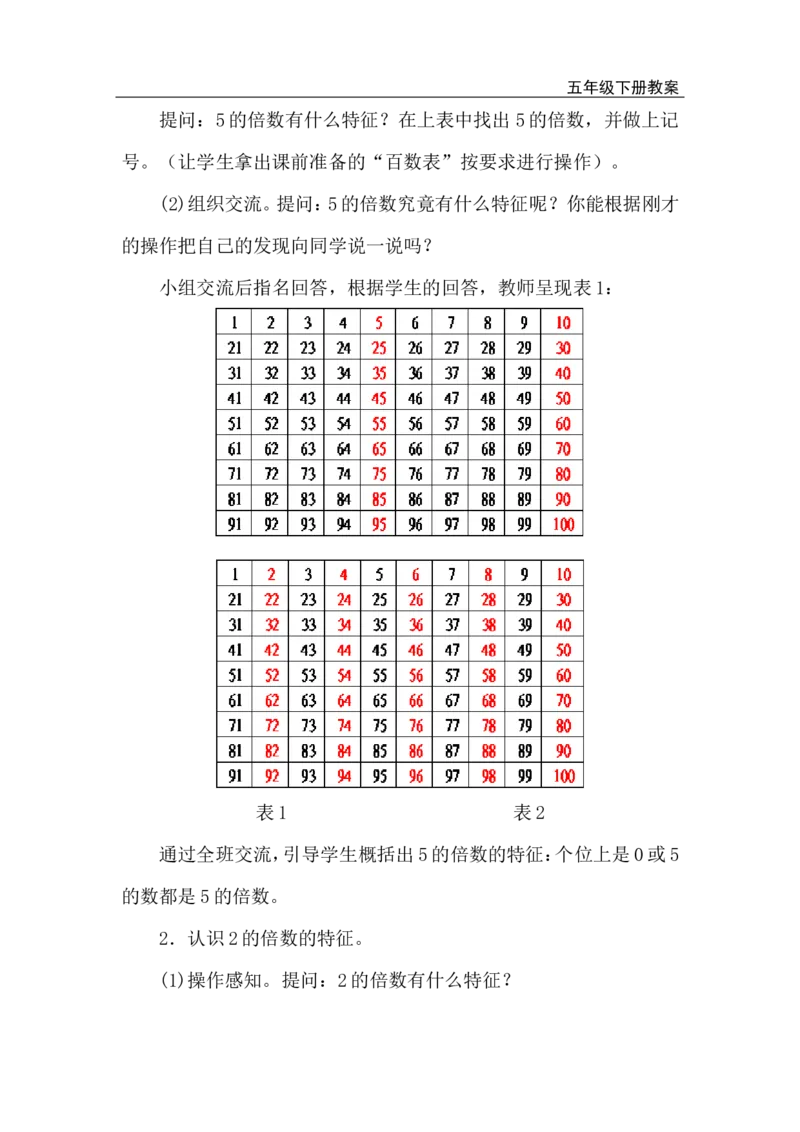 第3课时2、5的倍数的特征_小学1-6年级全部试卷_数学_五年级_3-10-4、小学五年级数学下册_3-10-4-3、课件、讲义、教案_2.人教版五（下）数学全册教案、导学案_电子教案_电子教案