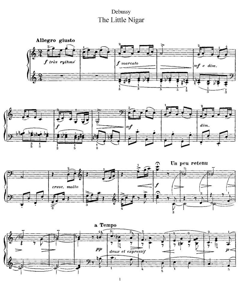 小黑人_一万首著名钢琴曲谱哈农贝多芬合集视频教学电子版高清无水印可打印_1古典钢琴知名音乐家谱_德彪西钢琴谱全集