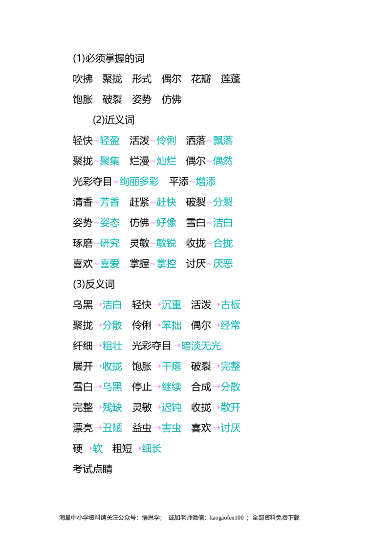 小学三年级下册-部编版语文：第一单元重点汇总_小学1-6年级全部试卷_语文_三年级_3-8-2、小学三年级语文下册_3-8-2-1、学习资料、复习、知识点、归纳汇总_部编版