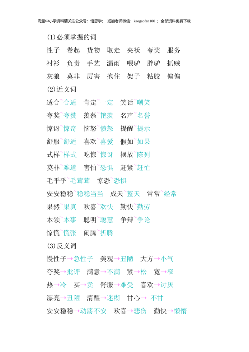 小学三年级下册-部编版语文：第八单元重点汇总_小学1-6年级全部试卷_语文_三年级_3-8-2、小学三年级语文下册_3-8-2-1、学习资料、复习、知识点、归纳汇总_部编版