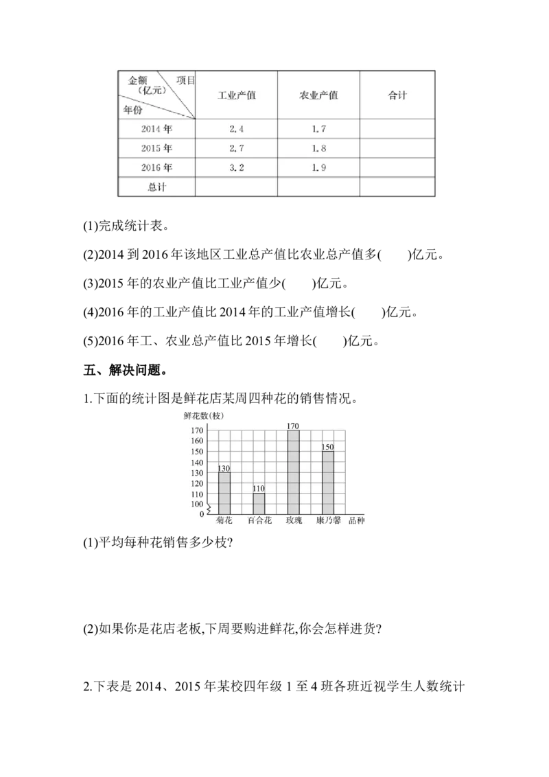 第八单元测试题_小学1-6年级全部试卷_数学_四年级_3-9-4、小学四年级数学下册_3-9-4-2、练习题、作业、试题、试卷_青岛版_单元测试卷