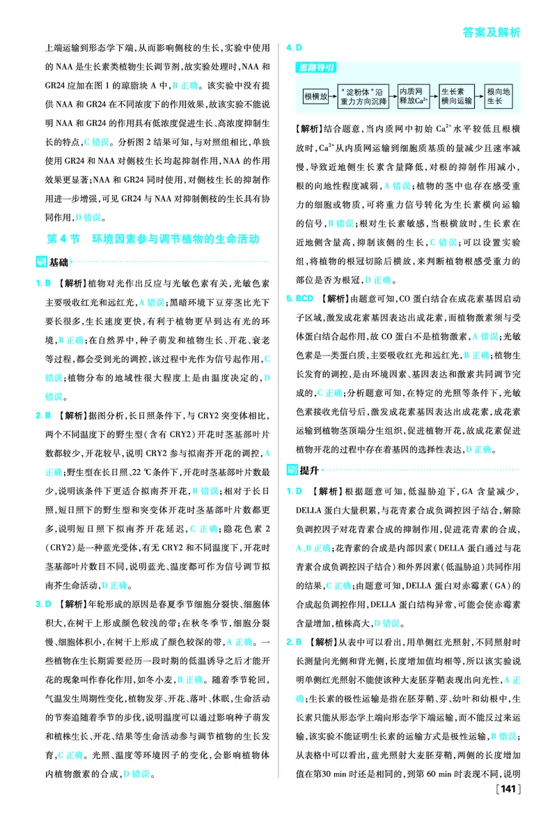 第5章植物生命活动的调节_生物_2026版高中必刷题生物人教版_2026版高中必刷题生物选修1RJ_2025秋高中必刷题生物学选择性必修1稳态与调节RJ不定项选择题模式_图书答案