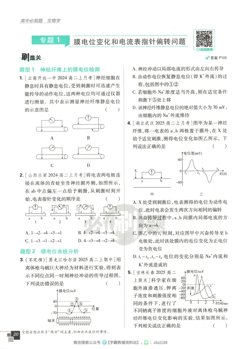 主书_生物_2026版高中必刷题生物人教版_2026版高中必刷题生物选修1RJ