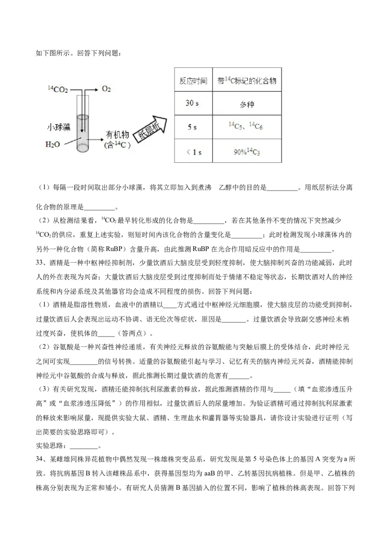 高三生物开学摸底考02（全国卷)（考试版）_2024年4月_其他_2023-2024学年高三下学期开学摸底考试卷_2023-2024学年高三生物下学期开学摸底考试卷