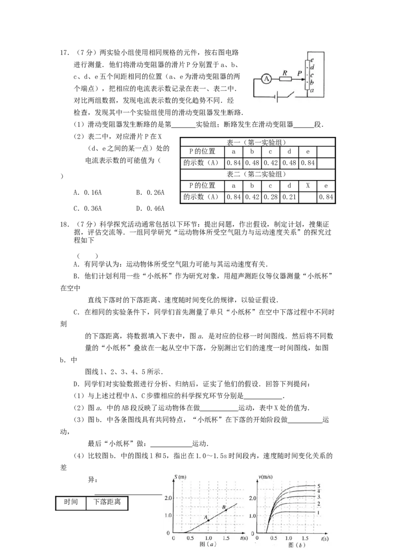 2005年上海高考物理真题及答案_zz20高中真题试卷_物理高考真题试卷_旧1990-2007&middot;高考物理真题_1990-2007&middot;高考物理真题&middot;word_上海