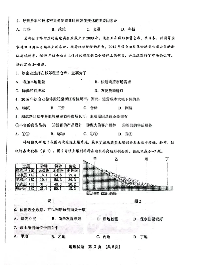 黑龙江省六校联盟2024届高三下学期联合性适应测试地理(1)_2024年2月_022月合集_2024届黑龙江省六校联盟高三下学期联合性适应测试
