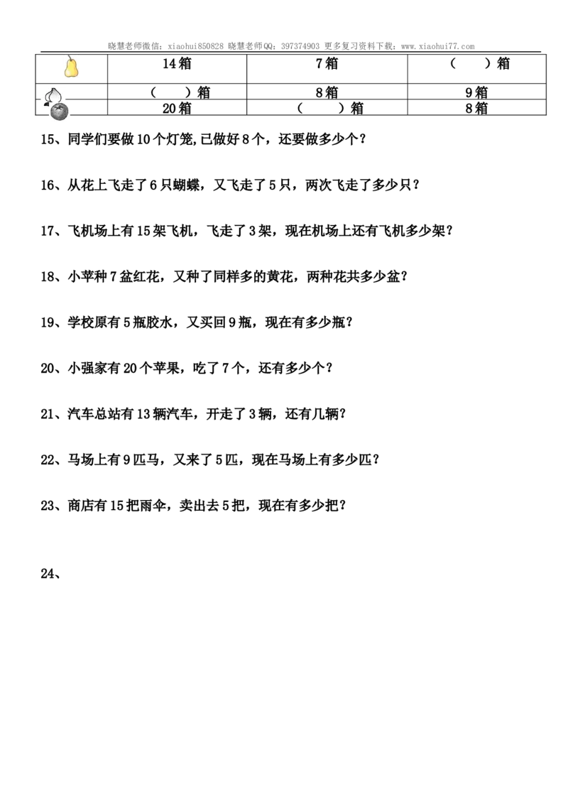 小学一年级上册-数学解决问题练习题_小学1-6年级全部试卷_数学_一年级_3-6-3、小学一年级数学上册_3-6-3-2、练习题、作业、试题、试卷_通用