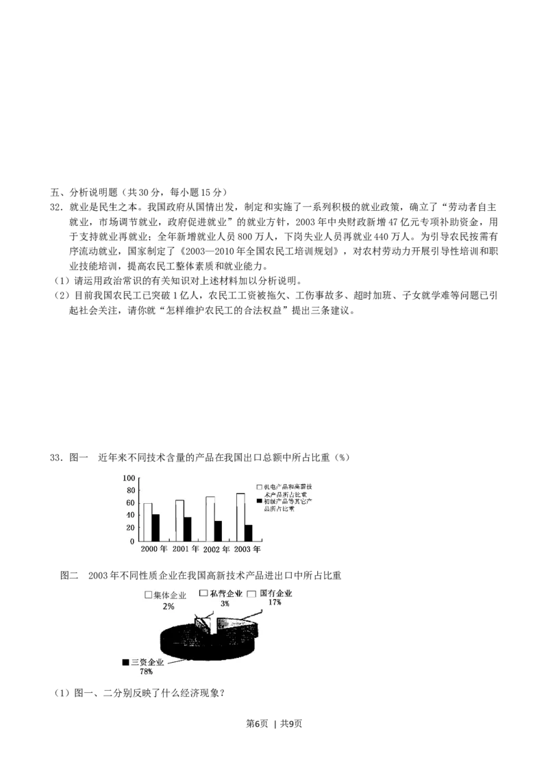 2004年上海高考政治真题及答案_zz20高中真题试卷_政治高考真题试卷_旧1990-2007&middot;高考政治真题_1990-2007&middot;高考政治真题&middot;word_上海