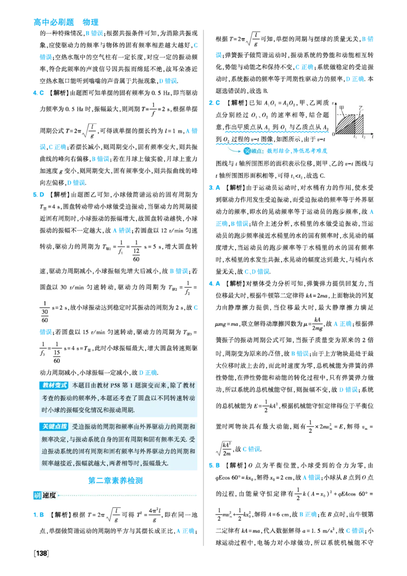 2025秋高中必刷题物理RJ版选修1解析册_2026版高中必刷题_物理_2026版高中必刷题物理人教版_2026版高中必刷题物理选修一人教版