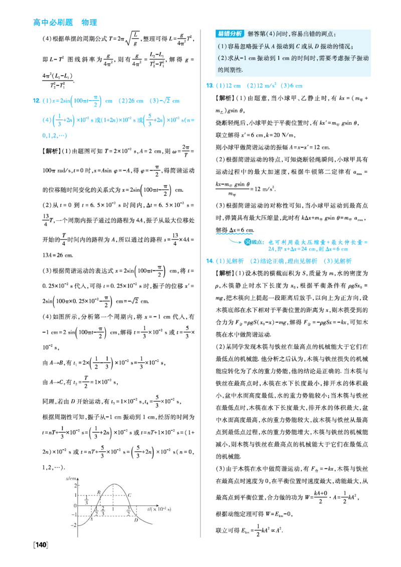 2025秋高中必刷题物理RJ版选修1解析册_2026版高中必刷题_物理_2026版高中必刷题物理人教版_2026版高中必刷题物理选修一人教版