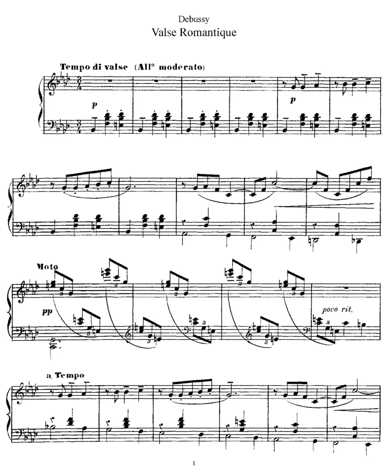 浪漫圆舞曲_一万首著名钢琴曲谱哈农贝多芬合集视频教学电子版高清无水印可打印_1古典钢琴知名音乐家谱_德彪西钢琴谱全集