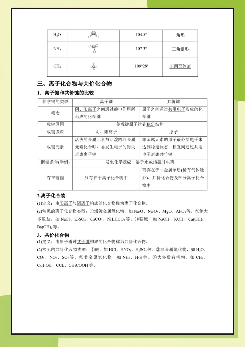 第2章　第1节化学键与物质构成（教用）_化学_2026版高中必刷题化学《鲁科》_26春化学-鲁科-必修二_化必修2LK_电子预习卡答案