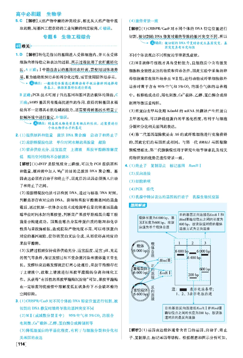 第3章基因工程_生物_2026版高中必刷题生物人教版_2026春高中必刷题生物选修3RJ_答案生物选修三