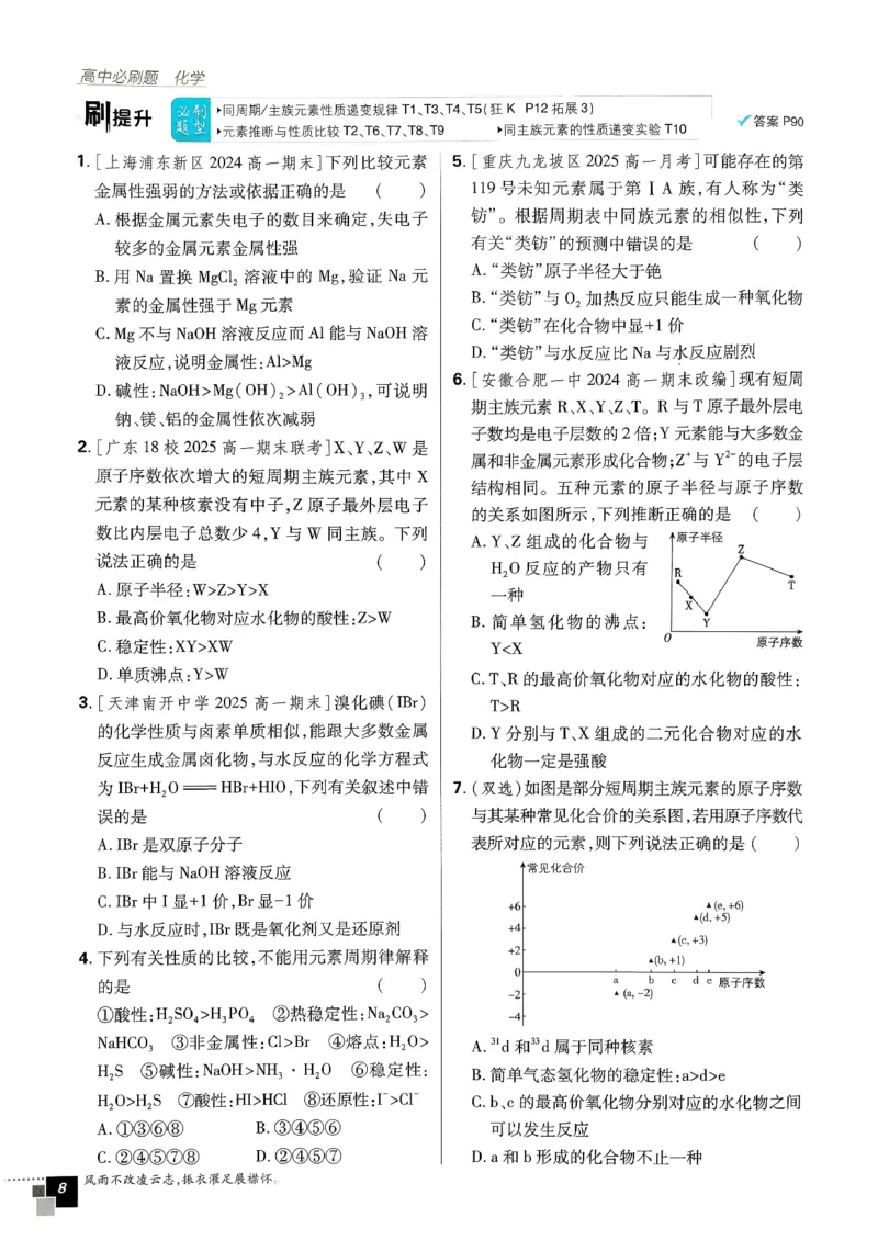主树化学必修2LK-2_化学_2026版高中必刷题化学《鲁科》_26春化学-鲁科-必修二