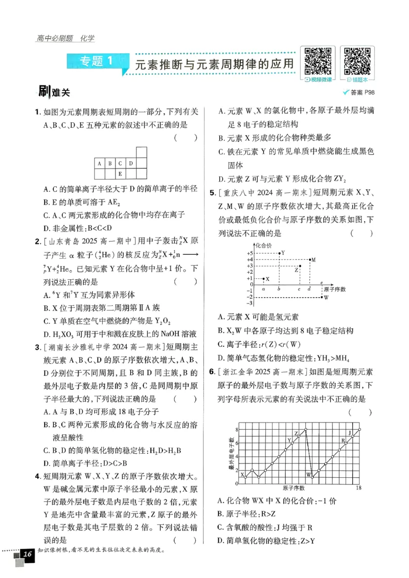 主树化学必修2LK-2_化学_2026版高中必刷题化学《鲁科》_26春化学-鲁科-必修二