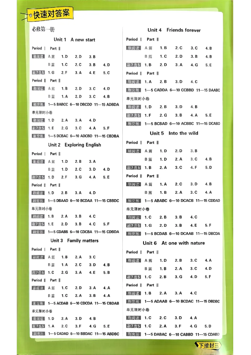 2026高一上必刷题答案_2026版高中必刷题_英语_2026版高中必刷题英语《外研》_2026版高中必刷题必修一二合订版外研
